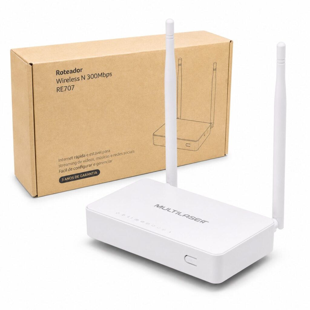 Nome do produto: Roteador Wireless Multilaser RE707 N300 300Mbps 2 Antenas IPv6