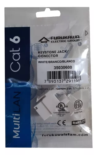Conector Keystone Cat6 Fêmea Furukawa Multilan Rj45 Tomada