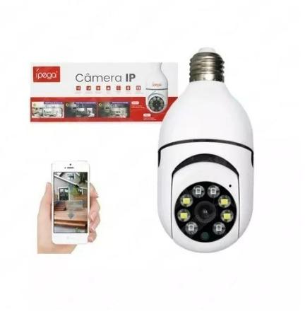 Camera Lâmpada Wifi Ip Segurança Panorâmica Giratória