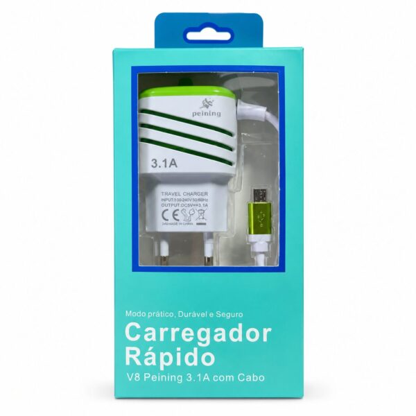 Carregador Rápido V8 Peining 3.1A com Cabo