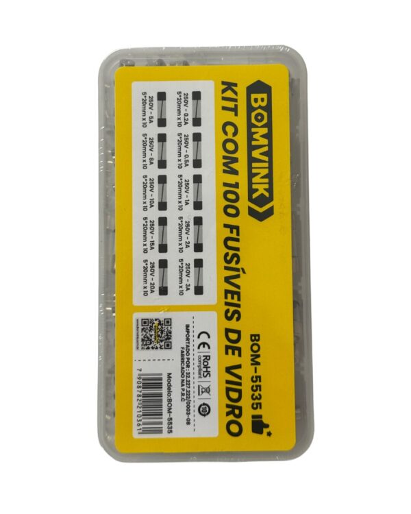 KIT COM 100 FUSIVEIS DE VIDRO